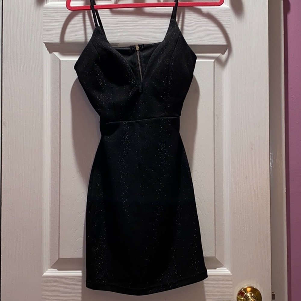 Black fitted cocktail dress